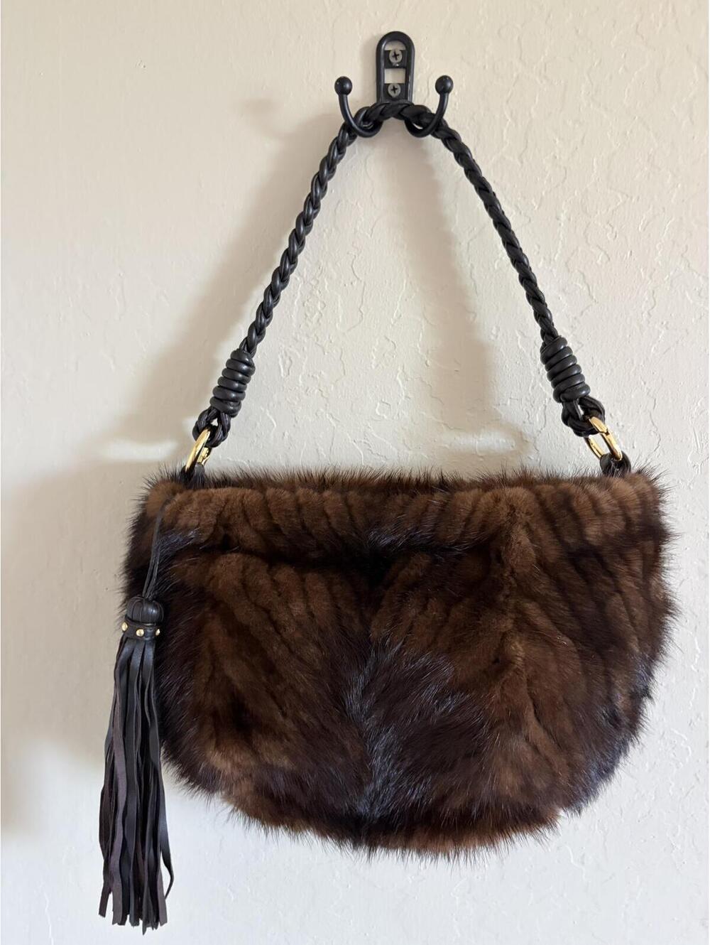 Paolo Masi Mink & leather shoulder bag